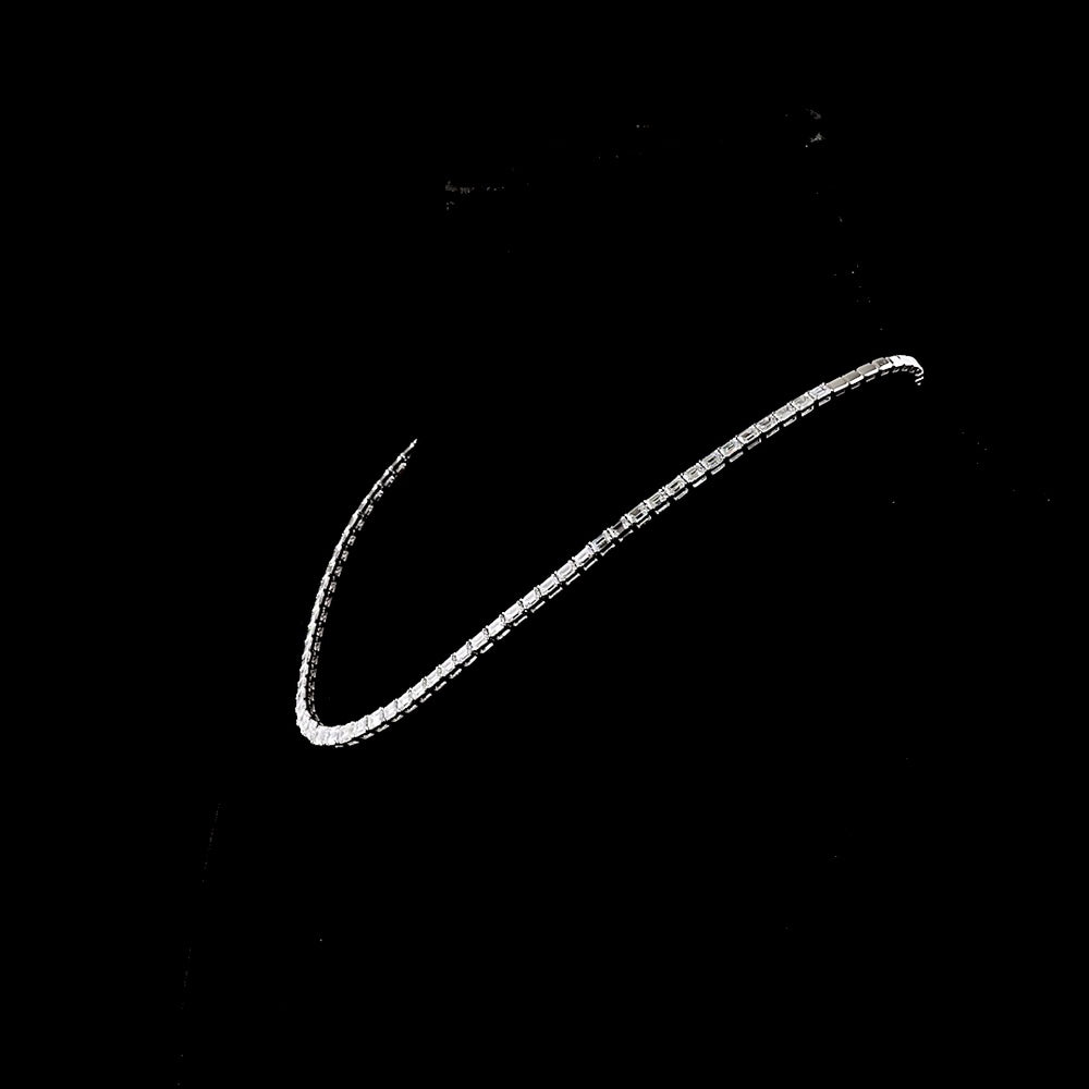 14K White Gold 17" Riviera Necklace with East-West Set Emerald Cut Lab Diamonds - 13.93 Carats Total Diamond Weight - Covaloro Fine Jewelry
