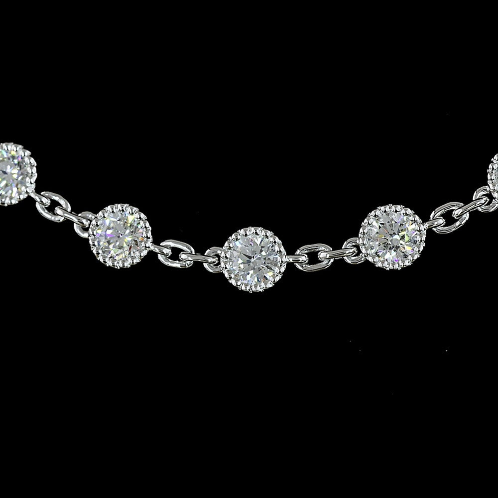 14K White Gold 17" Station Necklace with Bezel-Set Round Lab Diamonds - 84 Stones (6.17 Carats Total Diamond Weight, E-F Color, VS Clarity) - Covaloro Fine Jewelry