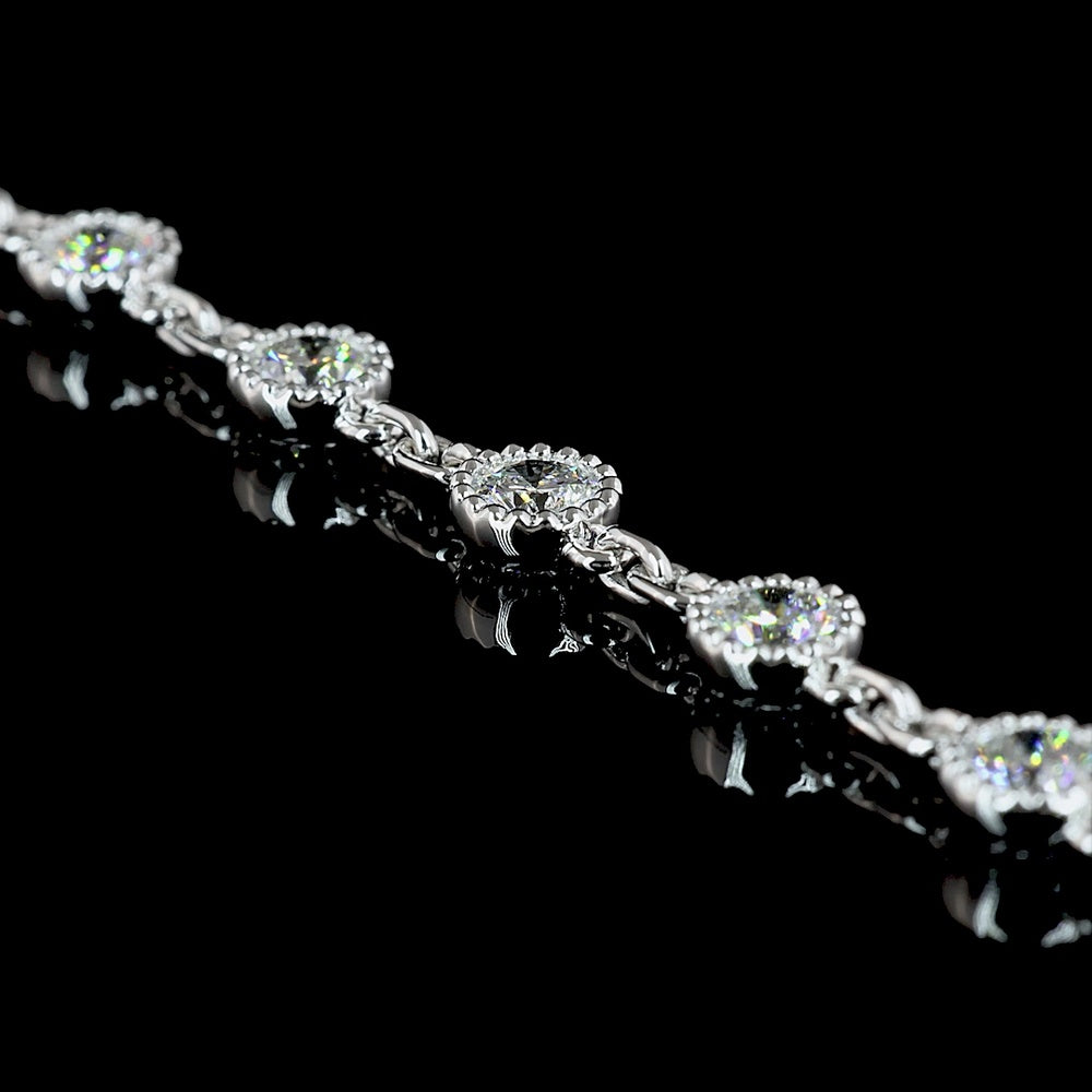 14K White Gold 17" Station Necklace with Bezel-Set Round Lab Diamonds - 84 Stones (6.17 Carats Total Diamond Weight, E-F Color, VS Clarity) - Covaloro Fine Jewelry