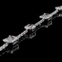14K White Gold 17" Station Necklace with Mixed Shape Lab Diamonds (Emerald, Oval, Marquise) in East-West Prong Setting - 5.94 Carat Total Weight - Covaloro Fine Jewelry