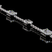 14K White Gold 17" Station Necklace with Mixed Shape Lab Diamonds (Emerald, Oval, Marquise) in East-West Prong Setting - 5.94 Carat Total Weight - Covaloro Fine Jewelry