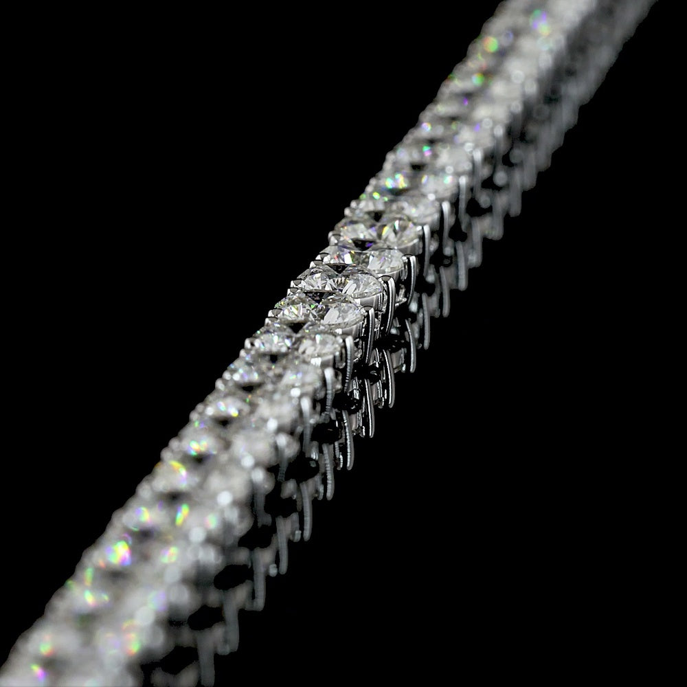 14K White Gold 17" Tennis Necklace with 122 Lab-Grown Round Brilliant Cut Diamonds - 18.87 Carat Total Weight, E-F Color, VS1 Clarity - Covaloro Fine Jewelry