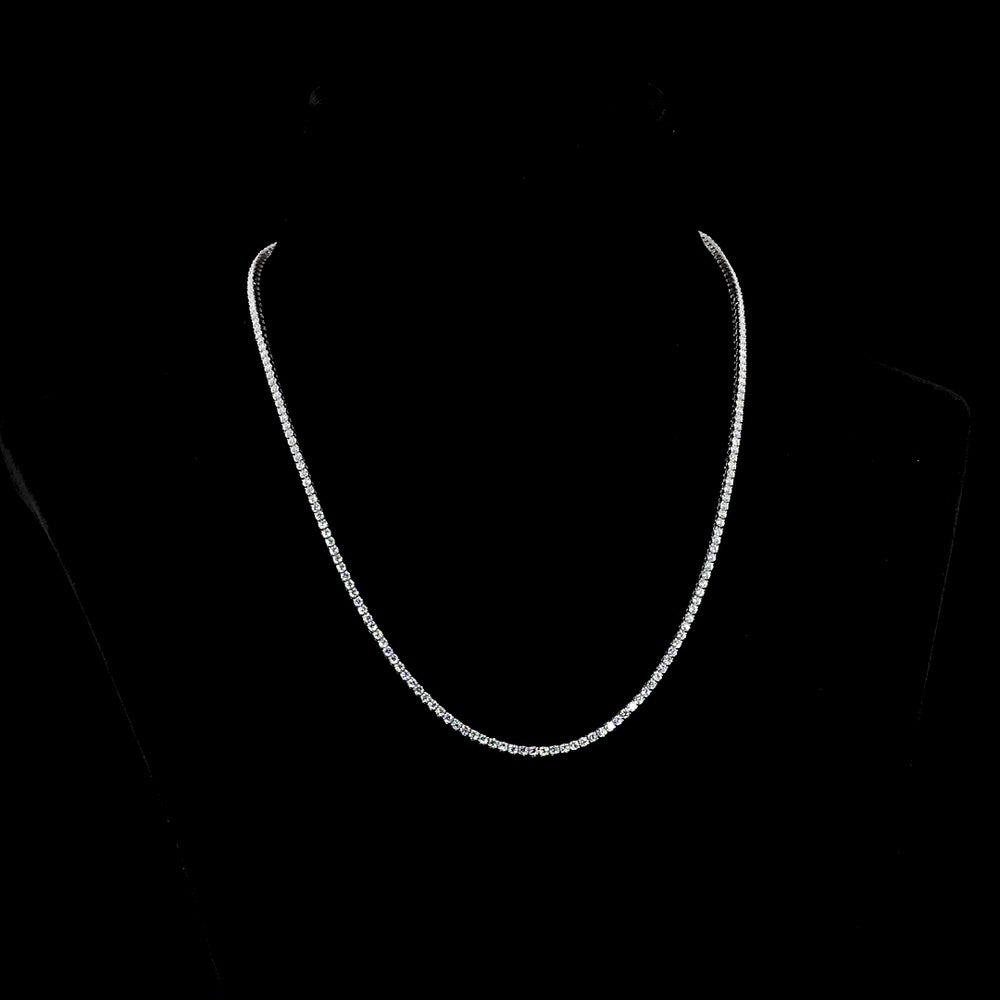 14K White Gold 17" Tennis Necklace with 123 Prong Set Round Lab Diamonds - 13.81 Total Carat Weight E-F VS - Covaloro Fine Jewelry