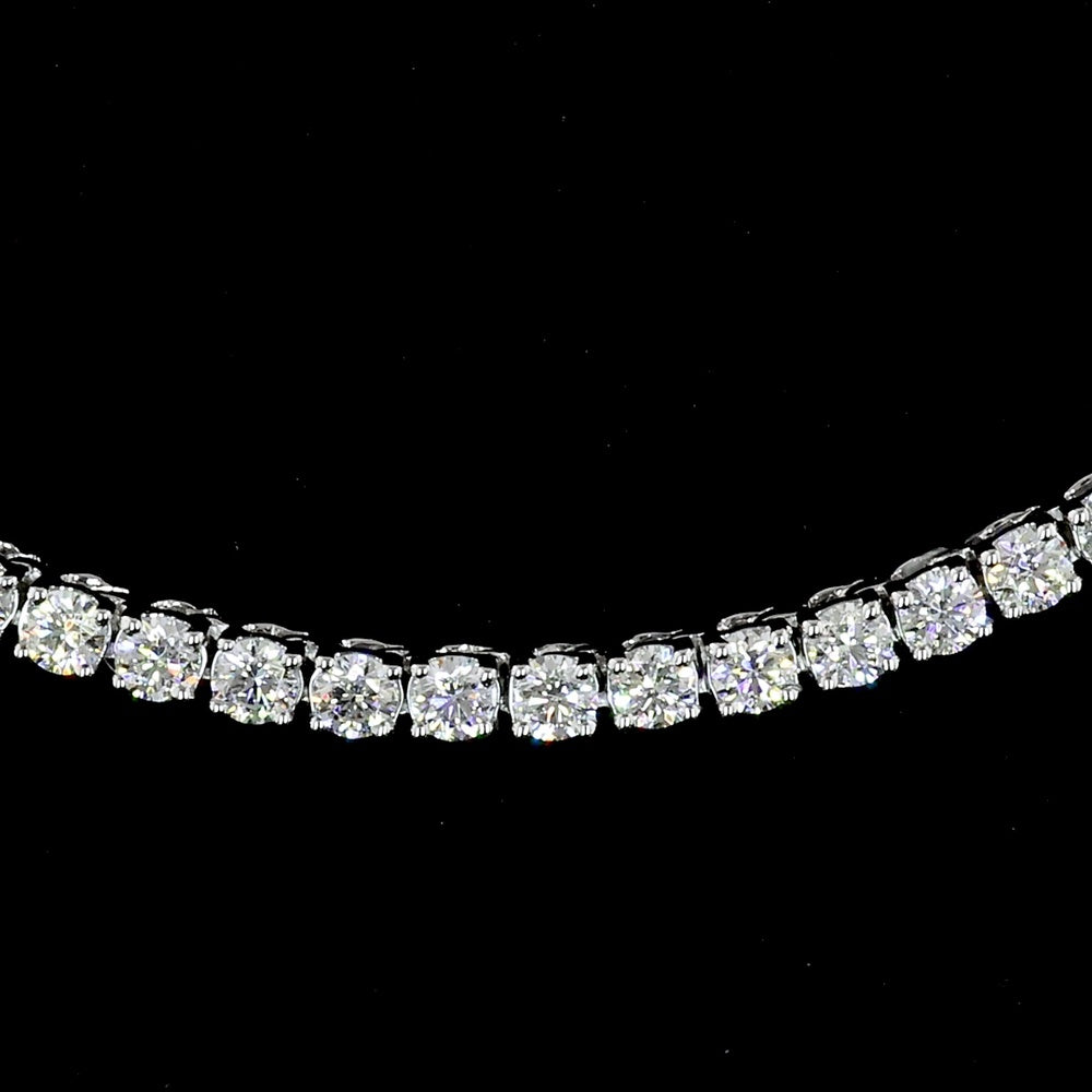 14K White Gold 17" Tennis Necklace with 123 Prong Set Round Lab Diamonds - 13.81 Total Carat Weight E-F VS - Covaloro Fine Jewelry