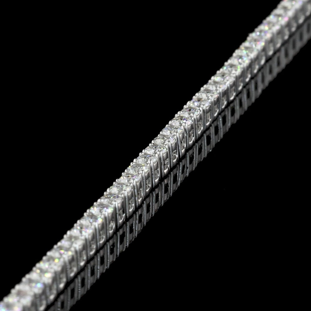 14K White Gold 17" Tennis Necklace with 123 Prong Set Round Lab Diamonds - 13.81 Total Carat Weight E-F VS - Covaloro Fine Jewelry