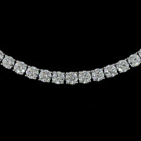 14K White Gold 17" Tennis Necklace with 134 Round Brilliant Cut Lab Diamonds - 13.77 Carat Total Weight (E-F Color, VS1 Clarity) - Covaloro Fine Jewelry