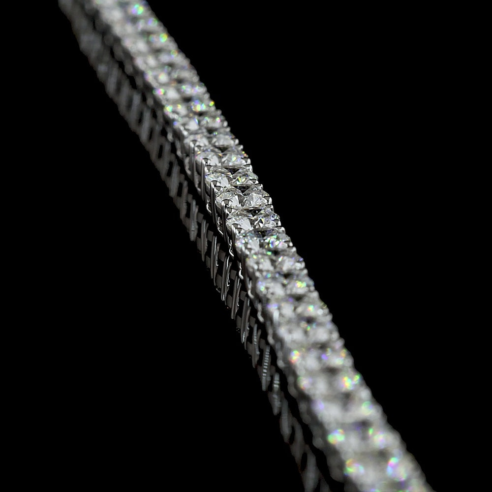 14K White Gold 17" Tennis Necklace with 134 Round Brilliant Cut Lab Diamonds - 13.77 Carat Total Weight (E-F Color, VS1 Clarity) - Covaloro Fine Jewelry