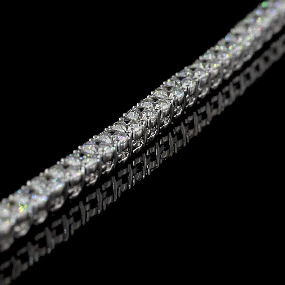 14K White Gold 17" Tennis Necklace with 134 Round Brilliant Cut Lab Diamonds - 13.77 Carat Total Weight (E-F Color, VS1 Clarity) - Covaloro Fine Jewelry