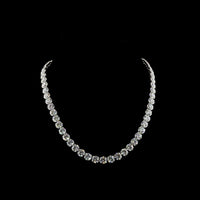 14K White Gold 17" Tennis Necklace with 57 Round Brilliant Cut Lab Diamonds & 4 Marquise Cut Accents - 72.11 Carat Total Diamond Weight, D VVS2 Clarity - Covaloro Fine Jewelry
