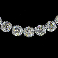 14K White Gold 17" Tennis Necklace with 57 Round Brilliant Cut Lab Diamonds & 4 Marquise Cut Accents - 72.11 Carat Total Diamond Weight, D VVS2 Clarity - Covaloro Fine Jewelry