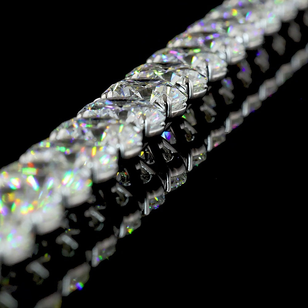 14K White Gold 17" Tennis Necklace with 57 Round Brilliant Cut Lab Diamonds & 4 Marquise Cut Accents - 72.11 Carat Total Diamond Weight, D VVS2 Clarity - Covaloro Fine Jewelry