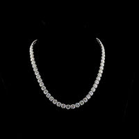 14K White Gold 17" Tennis Necklace with 63.8 Carats of Lab Grown Round and Marquise Cut Diamonds - E-F VS2 Clarity, Prong Set - Covaloro Fine Jewelry