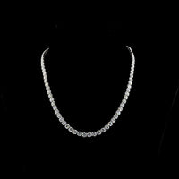 14K White Gold 17" Tennis Necklace with 77 Round Brilliant Cut Lab Diamonds and 8 Marquise Accent Diamonds - 40.48 Carats Total Diamond Weight - Covaloro Fine Jewelry