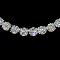 14K White Gold 17" Tennis Necklace with 77 Round Brilliant Cut Lab Diamonds and 8 Marquise Accent Diamonds - 40.48 Carats Total Diamond Weight - Covaloro Fine Jewelry