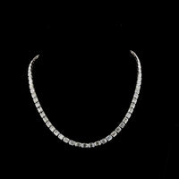 14K White Gold 17" Tennis Necklace with Bezel Set East-West Emerald Cut Lab Diamonds - 20.26 Carat Total Diamond Weight - Covaloro Fine Jewelry