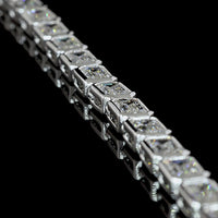14K White Gold 17" Tennis Necklace with Bezel Set East-West Emerald Cut Lab Diamonds - 20.26 Carat Total Diamond Weight - Covaloro Fine Jewelry