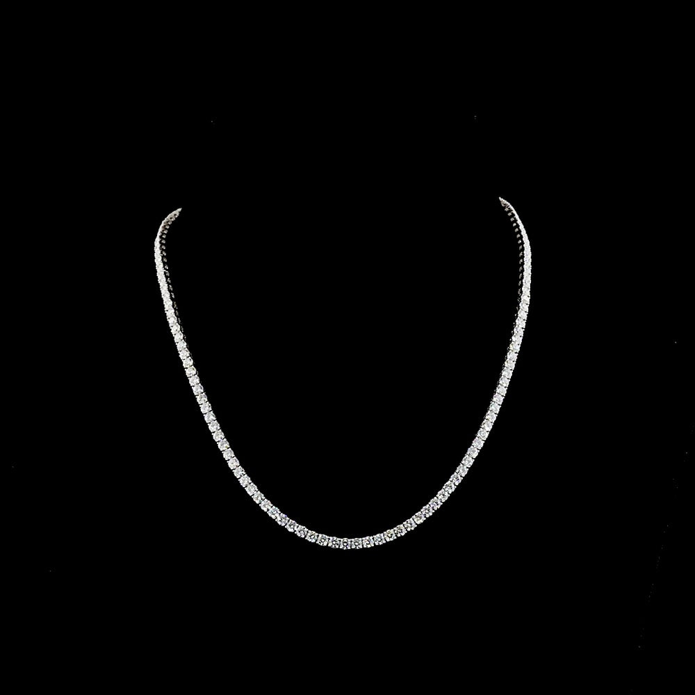 14K White Gold 17" Tennis Necklace with Prong Set Round Lab Diamonds - 12.55 Carat Total Weight - Covaloro Fine Jewelry