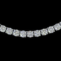 14K White Gold 17" Tennis Necklace with Prong Set Round Lab Diamonds - 12.55 Carat Total Weight - Covaloro Fine Jewelry