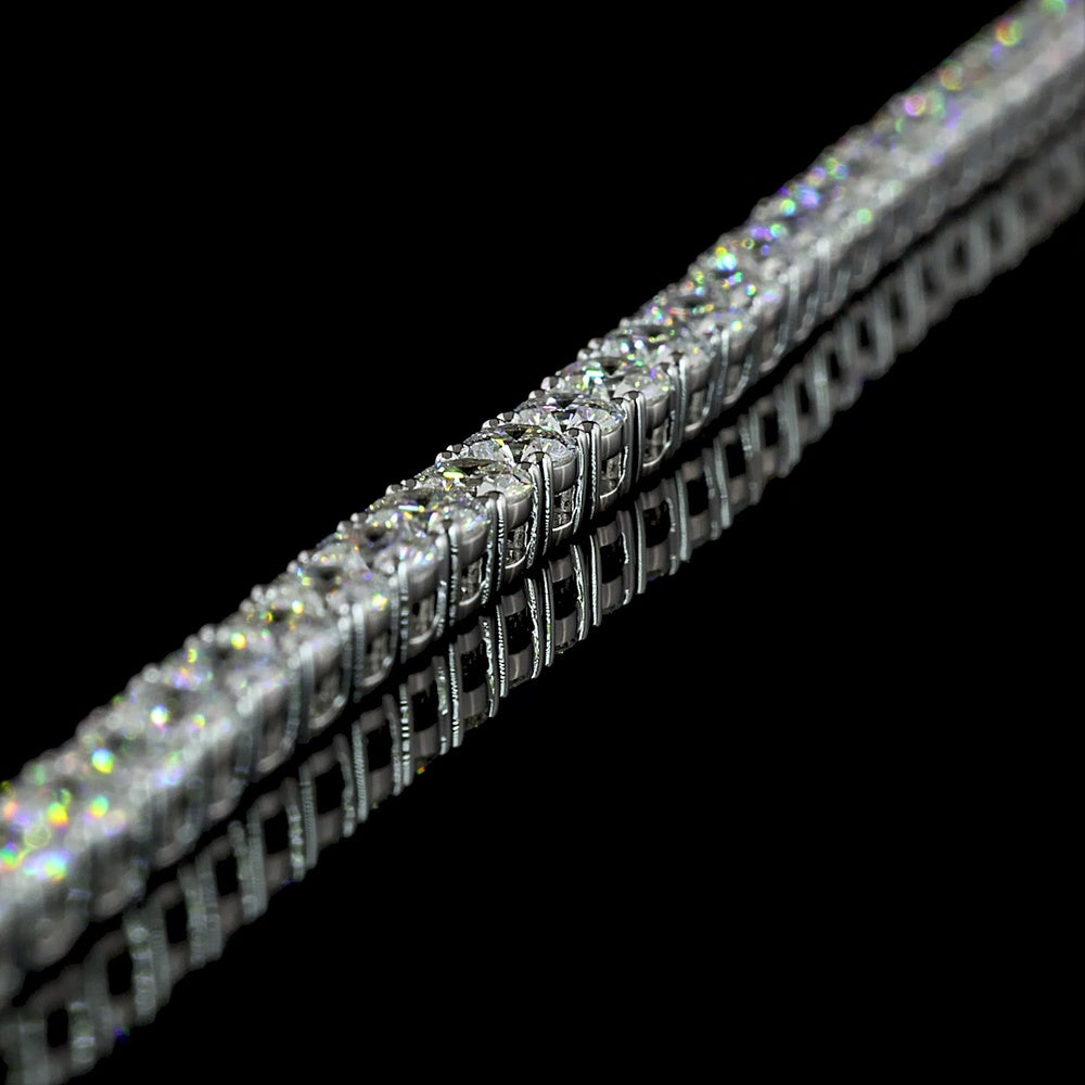 14K White Gold 17" Tennis Necklace with Prong Set Round Lab Diamonds - 12.55 Carat Total Weight - Covaloro Fine Jewelry