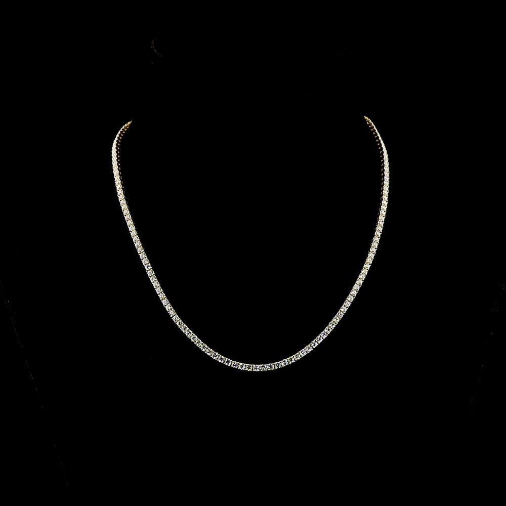 14K White Gold 17" Tennis Necklace with Prong Set Round Lab Diamonds E-F VS1 - 7.97 Carat Total Diamond Weight - Covaloro Fine Jewelry