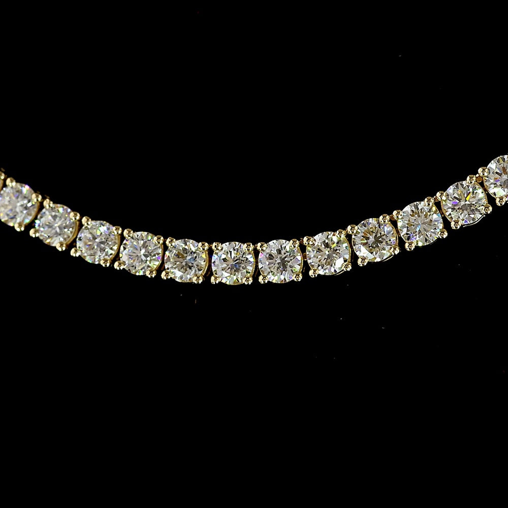 14K White Gold 17" Tennis Necklace with Prong Set Round Lab Diamonds E-F VS1 - 7.97 Carat Total Diamond Weight - Covaloro Fine Jewelry