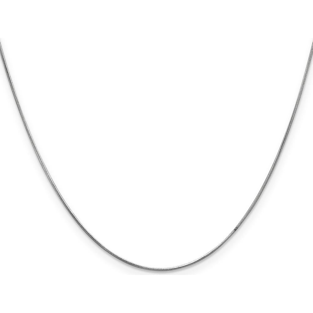 14K White Gold 18" 0.6mm Round Snake Chain with Lobster Clasp - Rhodium Plated by Oro Pregiato