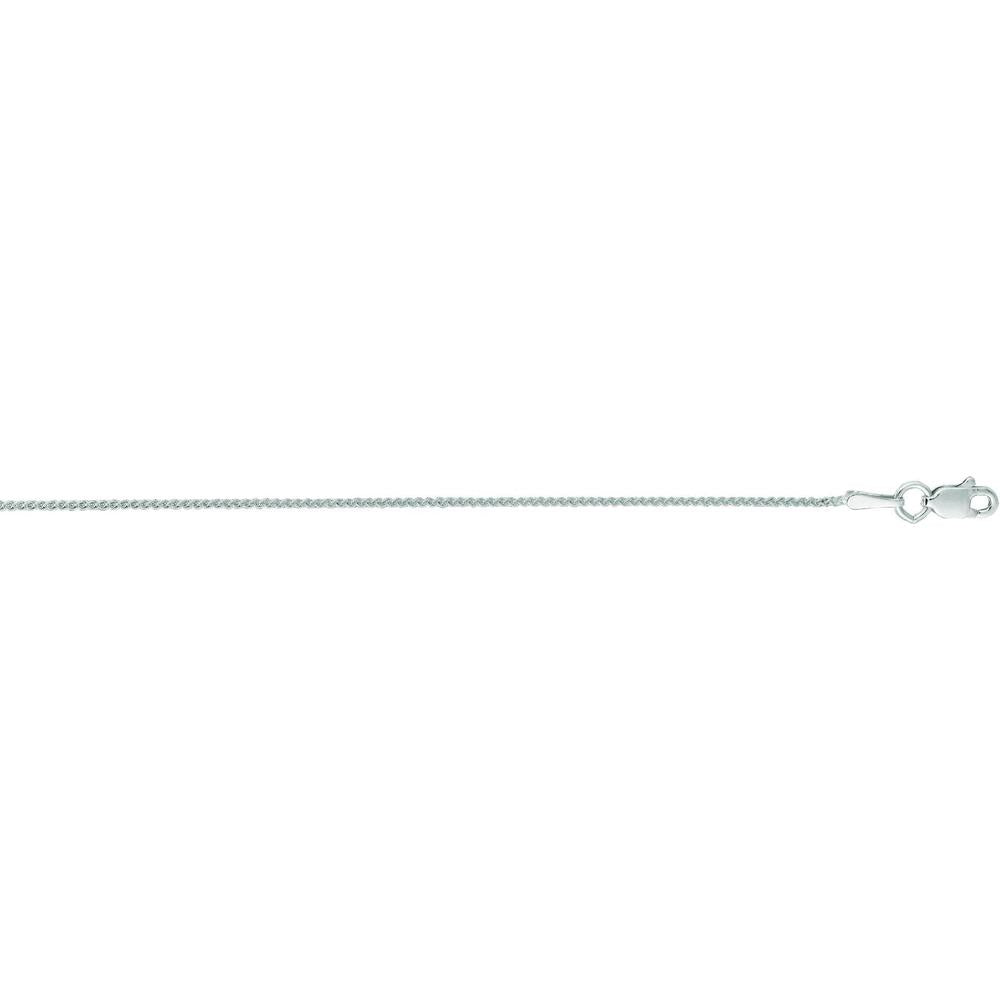 14K White Gold 18" 0.6mm Round Wheat Chain with Lobster Clasp by Orozza Fine Jewelry