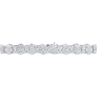 14K White Gold 18.00 Carat Total Weight Lab Grown Diamond Floral Cluster Bracelet