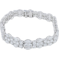 14K White Gold 18.00 Carat Total Weight Lab Grown Diamond Floral Cluster Bracelet