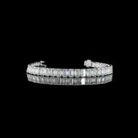 14K White Gold 18.02 Carat Tennis Bracelet with Emerald Cut Lab Diamonds and Four-Prong Setting - 39 Stones, E-F VS Clarity - Covaloro Fine Jewelry