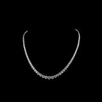 14K White Gold 18.07 Carats Total Weight Round Brilliant Lab Diamond Riviera Necklace with Graduated Prong Set Stones - E-F Color VS Clarity - Covaloro Fine Jewelry