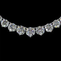 14K White Gold 18.07 Carats Total Weight Round Brilliant Lab Diamond Riviera Necklace with Graduated Prong Set Stones - E-F Color VS Clarity - Covaloro Fine Jewelry