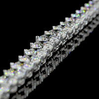 14K White Gold 18.07 Carats Total Weight Round Brilliant Lab Diamond Riviera Necklace with Graduated Prong Set Stones - E-F Color VS Clarity - Covaloro Fine Jewelry