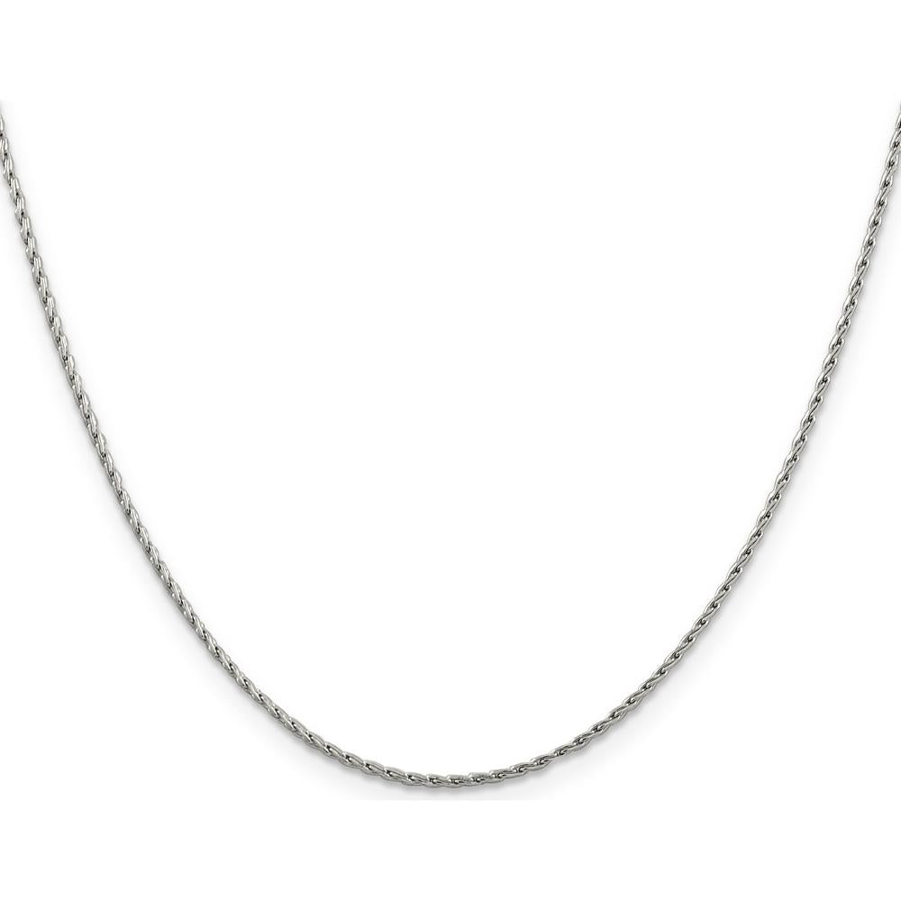 14K White Gold 18" 1.25mm Round Parisian Wheat Chain with Lobster Clasp by Oro Pregiato