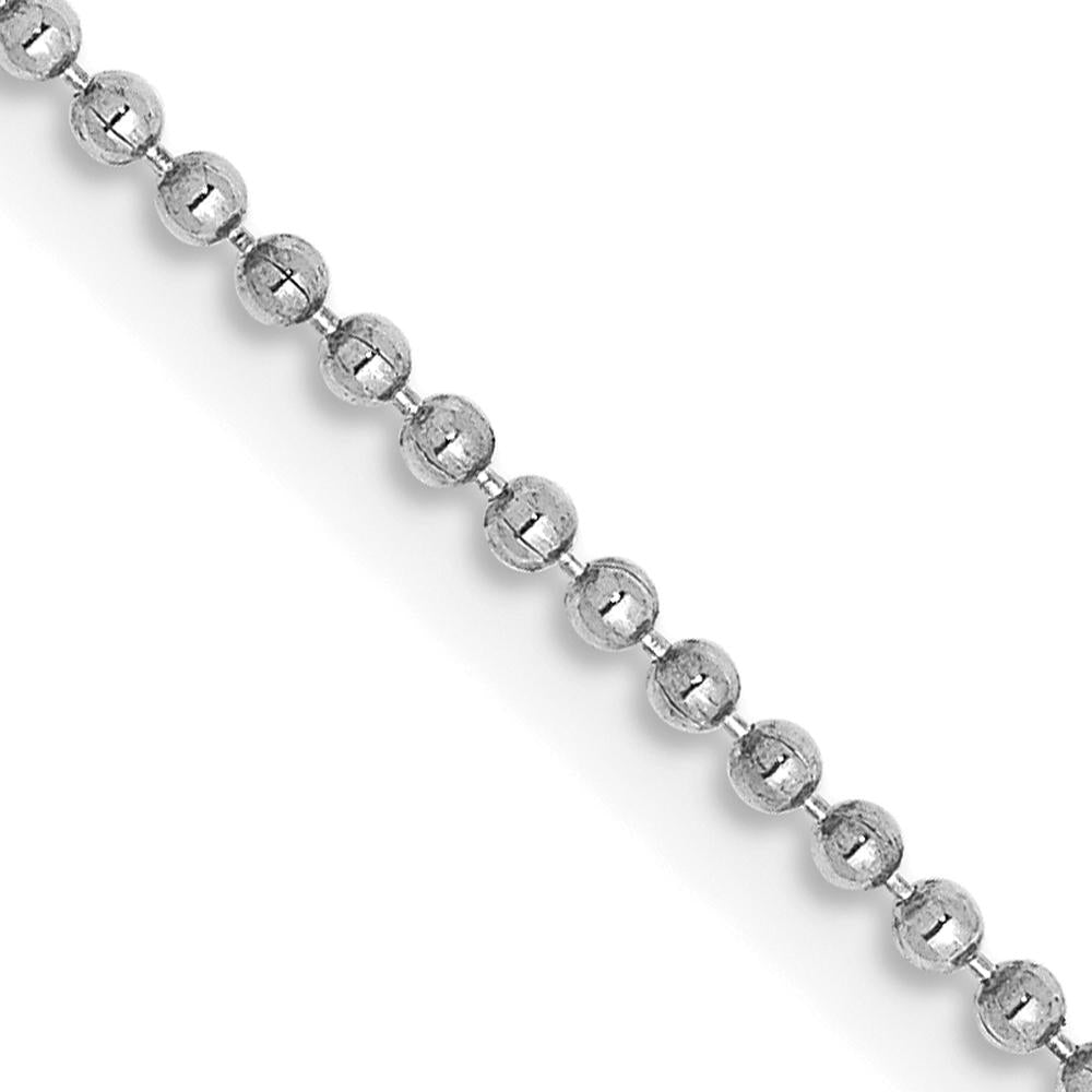 14K White Gold 18" 1.2mm Diamond-Cut Beaded Pendant Chain with Lobster Clasp by Oro Pregiato