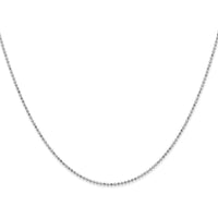 14K White Gold 18" 1.2mm Diamond-Cut Beaded Pendant Chain with Lobster Clasp by Oro Pregiato