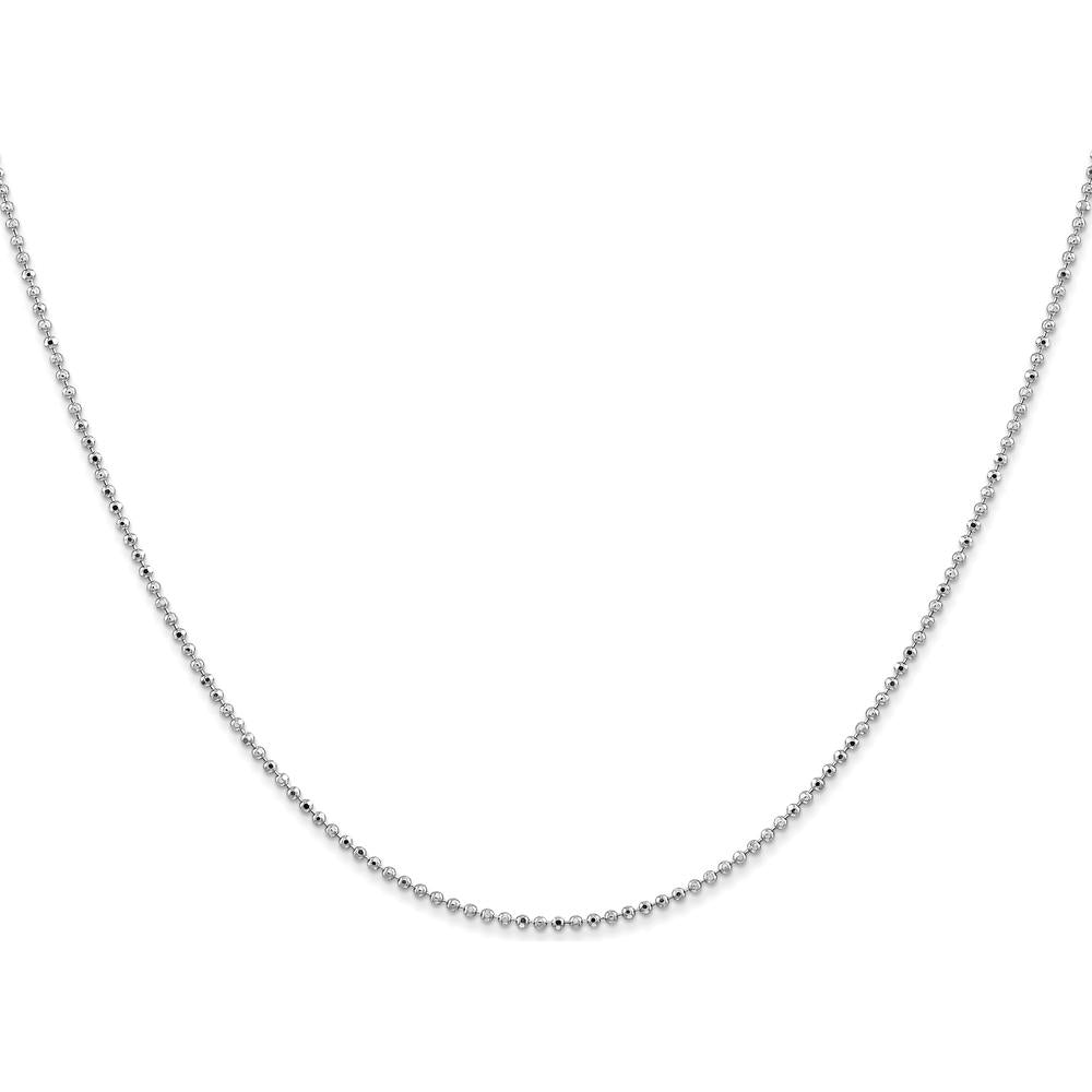 14K White Gold 18" 1.2mm Diamond-Cut Beaded Pendant Chain with Lobster Clasp by Oro Pregiato