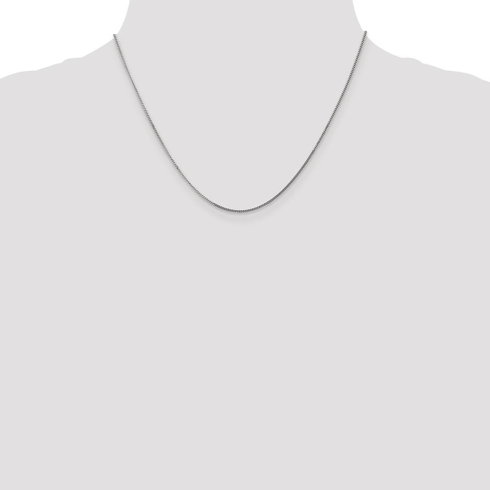 14K White Gold 18" 1.3mm Curb Chain with Rhodium Plating - Polished Finish by Oro Pregiato