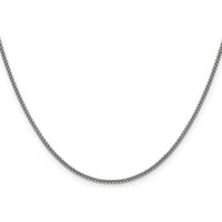 14K White Gold 18" 1.5mm Semi-Solid Round Box Chain with Lobster Clasp - Polished Finish by Oro Pregiato