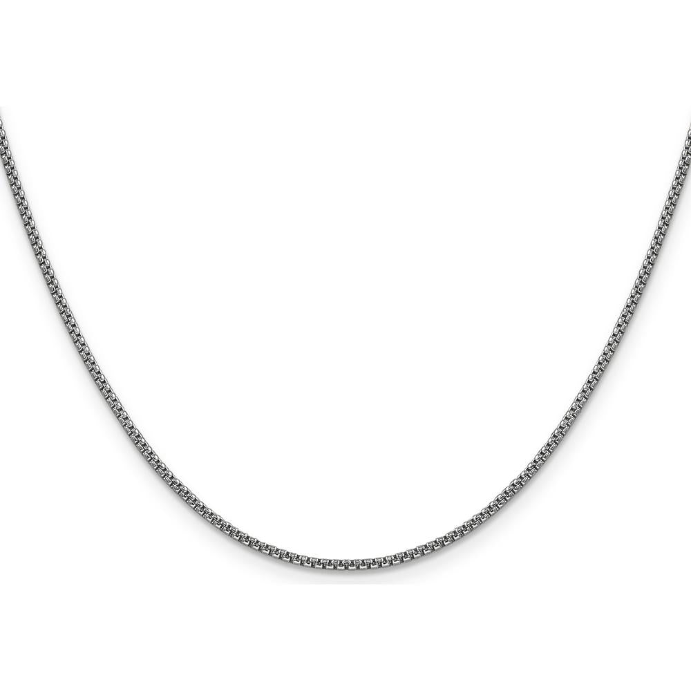 14K White Gold 18" 1.5mm Semi-Solid Round Box Chain with Lobster Clasp - Polished Finish by Oro Pregiato