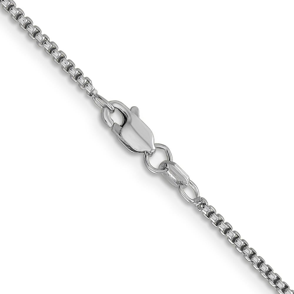 14K White Gold 18" 1.5mm Semi-Solid Round Box Chain with Lobster Clasp - Polished Finish by Oro Pregiato