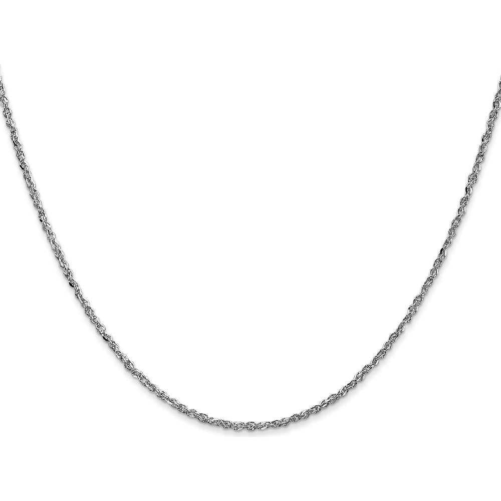 14K White Gold 18" 1.7mm Ropa Chain Necklace with Lobster Clasp - Polished Rhodium Finish by Oro Pregiato