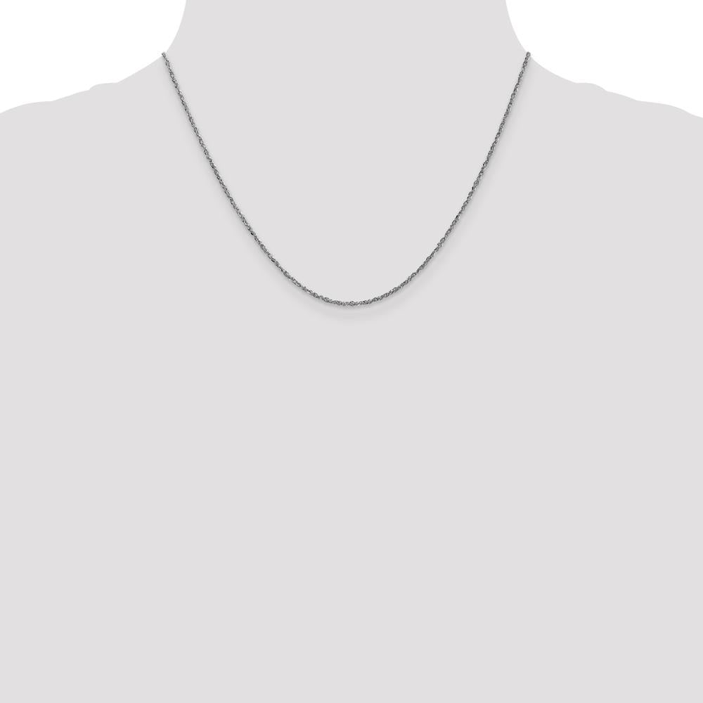 14K White Gold 18" 1.7mm Ropa Chain Necklace with Lobster Clasp - Polished Rhodium Finish by Oro Pregiato