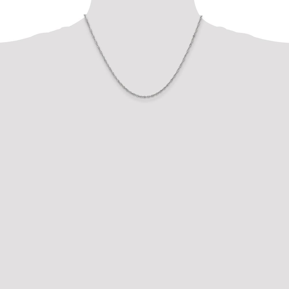 14K White Gold 18" 1.7mm Singapore Chain with Lobster Clasp - Rhodium Plated Finish by Oro Pregiato