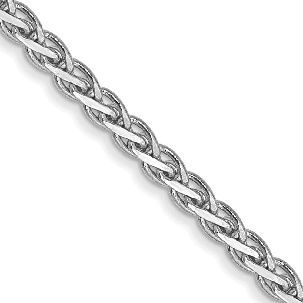 14K White Gold 18" 1.9mm Flat Wheat Chain with Polished Finish and Lobster Clasp by Oro Pregiato