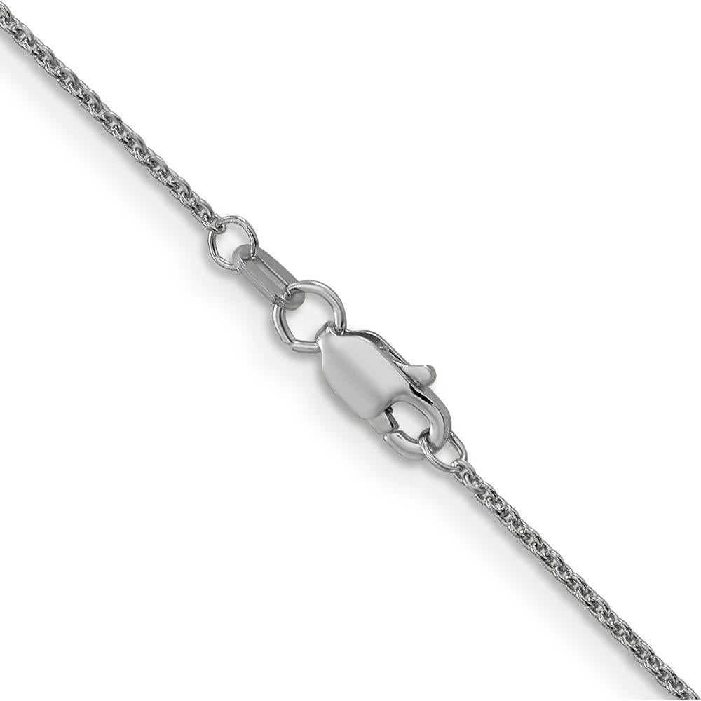 14K White Gold 18" 1mm Round Open Link Cable Chain with Lobster Clasp by Official Gold Marks