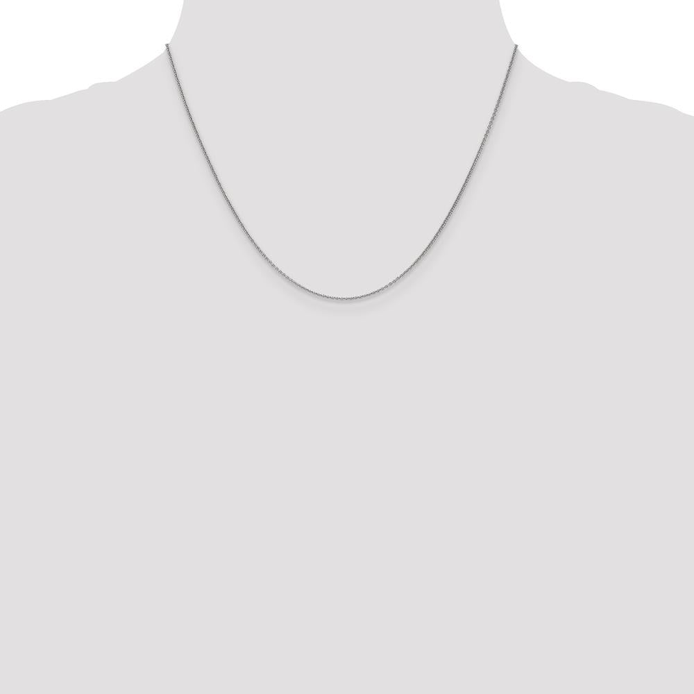 14K White Gold 18" 1mm Round Open Link Cable Chain with Lobster Clasp by Official Gold Marks