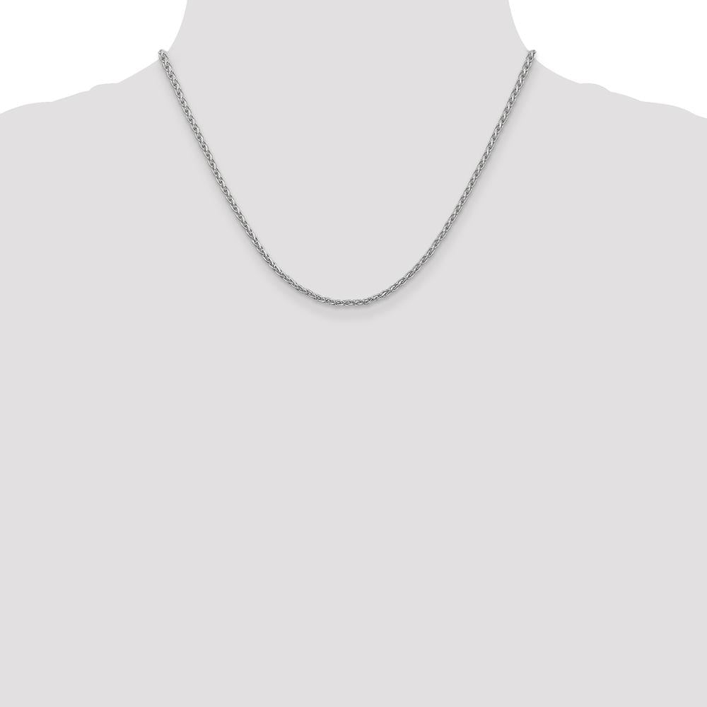 14K White Gold 18" 2.25mm Parisian Wheat Chain with Lobster Clasp by Oro Pregiato