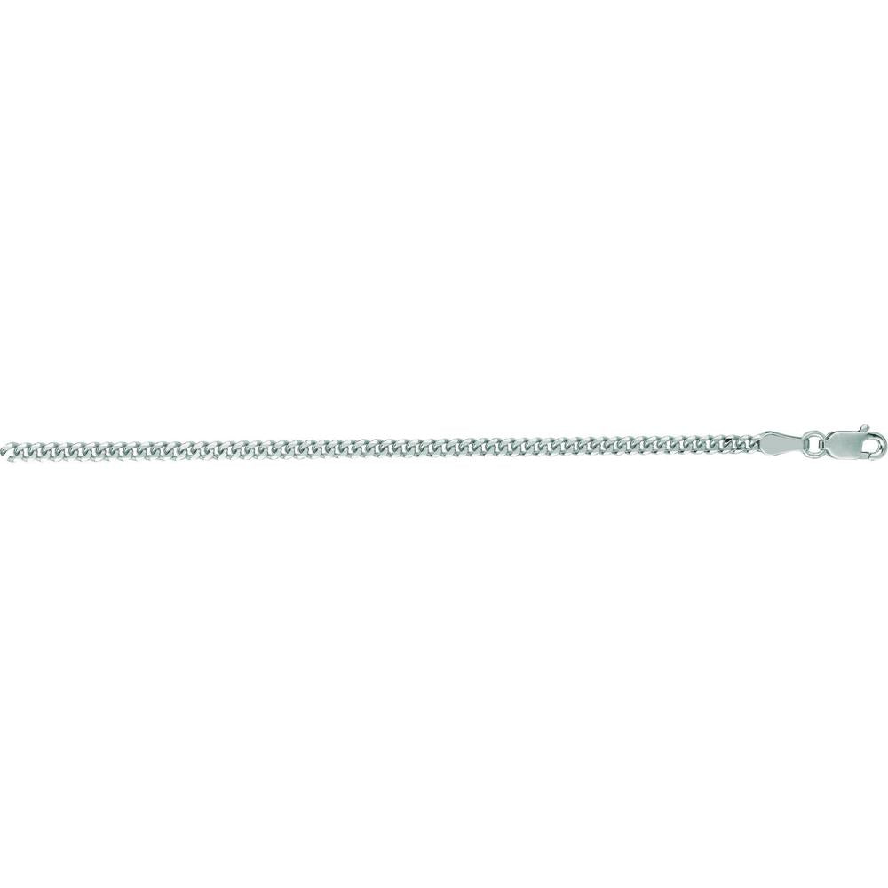 14K White Gold 18" 2.2mm Gourmette Chain with Lobster Clasp - Polished Finish by Orozza Fine Jewelry