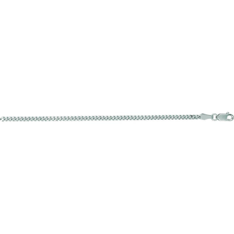 14K White Gold 18" 2.2mm Gourmette Chain with Lobster Clasp - Polished Finish by Orozza Fine Jewelry